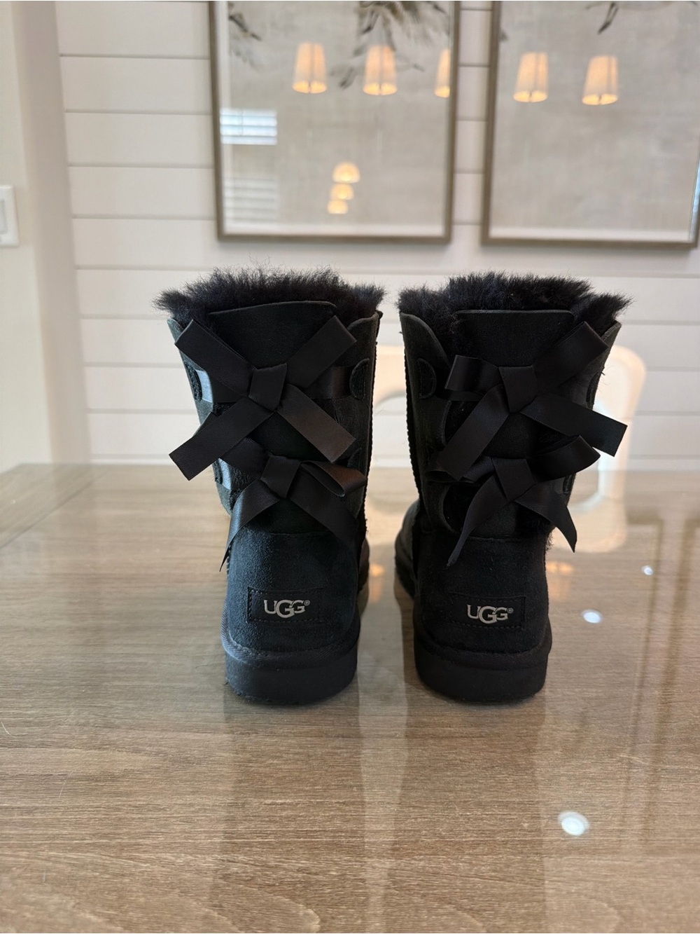 UGG Black Bailey Bow short boots
